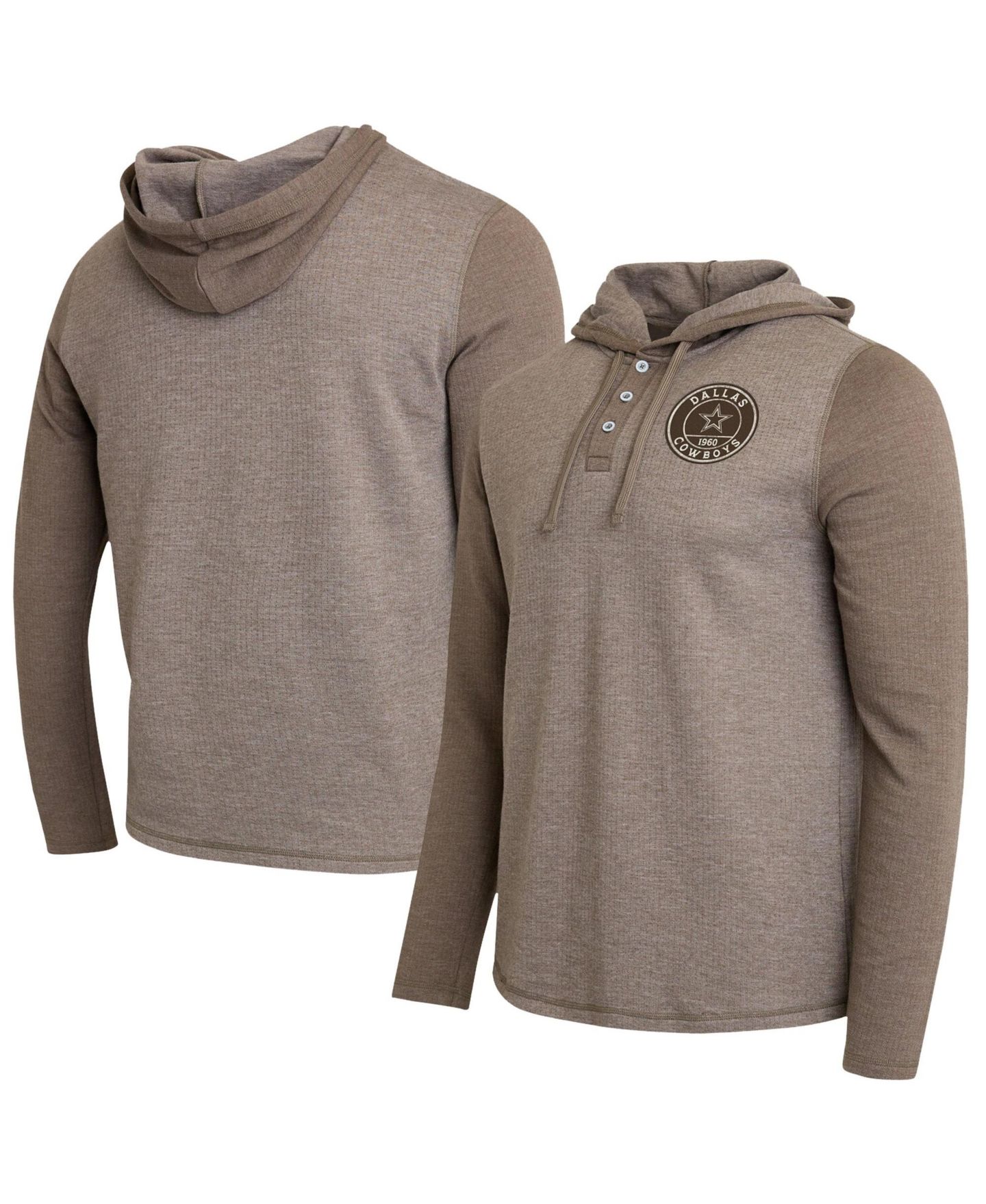 Мужская футболка Darius Rucker Collection By Fanatics Tan/Brown Dallas Cowboys Knit Hooded Henley Long-Sleeve — фото 1