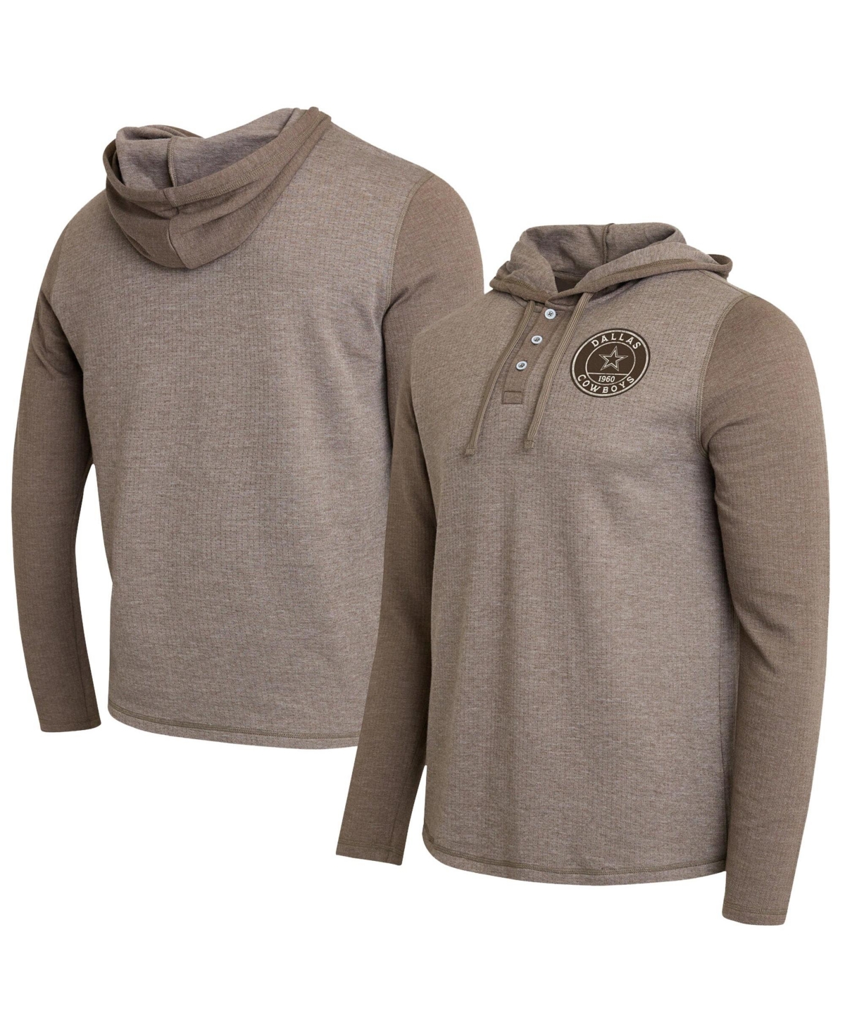 Darius Rucker Collection By Fanatics Men's Tan/Brown Dallas Cowboys Knit Hooded Henley Long-Sleeve T-Shirt - Tan, Brown