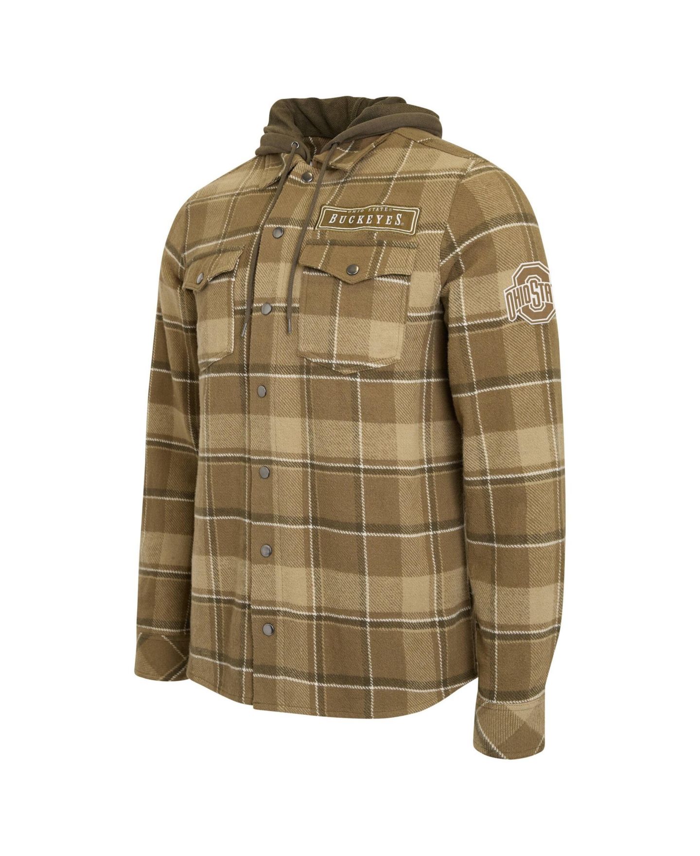 Мужские куртки Darius Rucker Collection By Fanatics Brown/Olive Ohio State Buckeyes Woven Hooded Full-Snap Shacket — фото 3