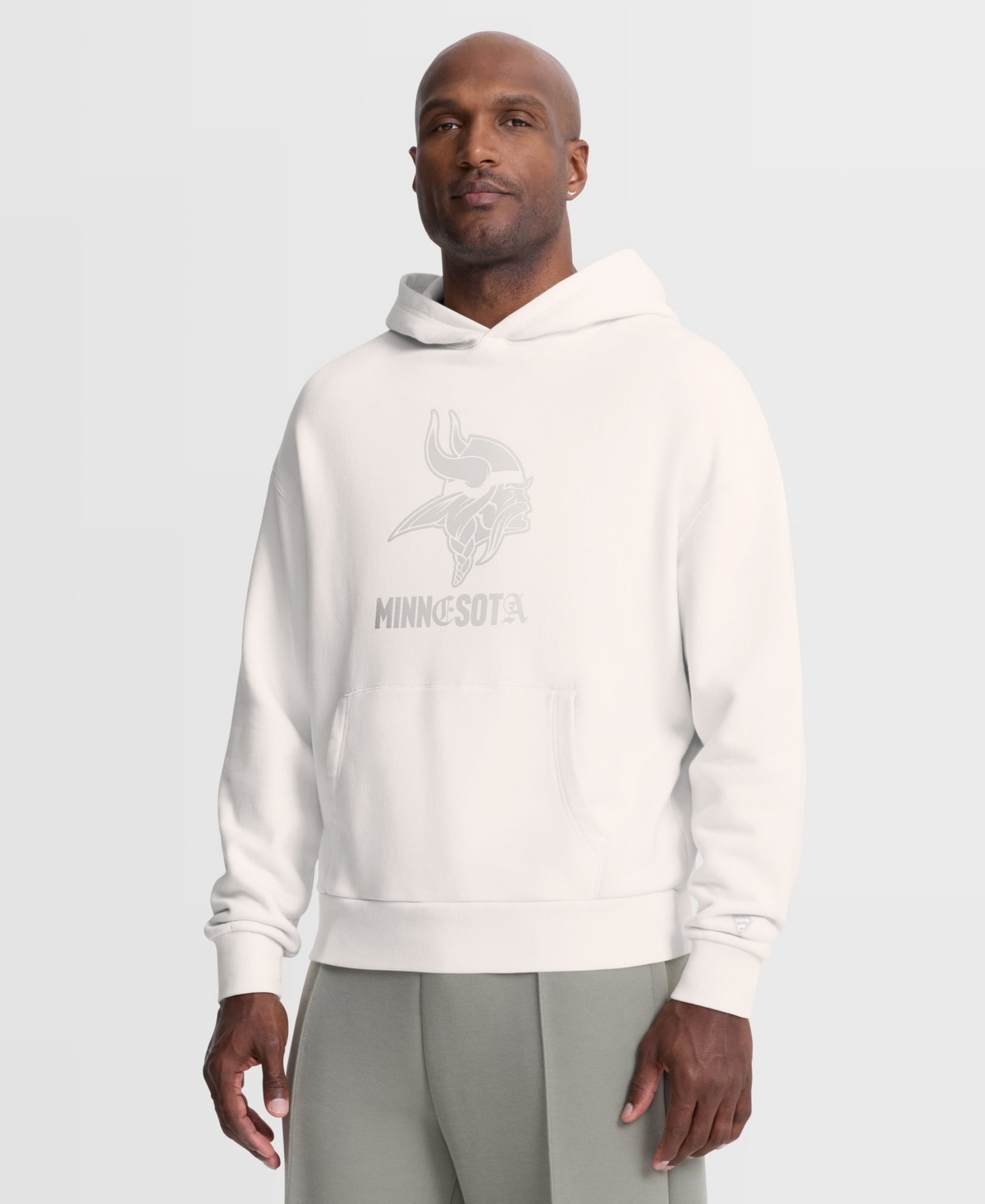 Fanatics Men's Cream Minnesota Vikings Oversized Type Play Location Hoodie - Cream