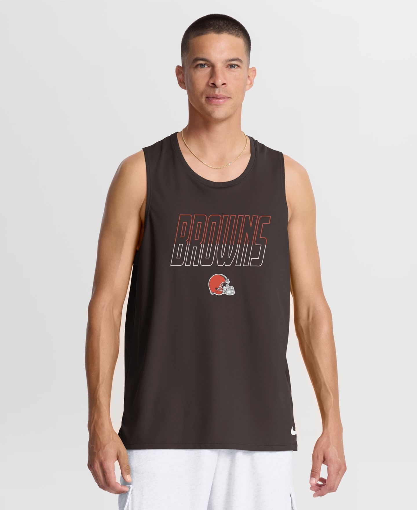 Мужской топ Nike Brown Cleveland Browns Kickoff Miler Dri-FIT Tank — фото 1