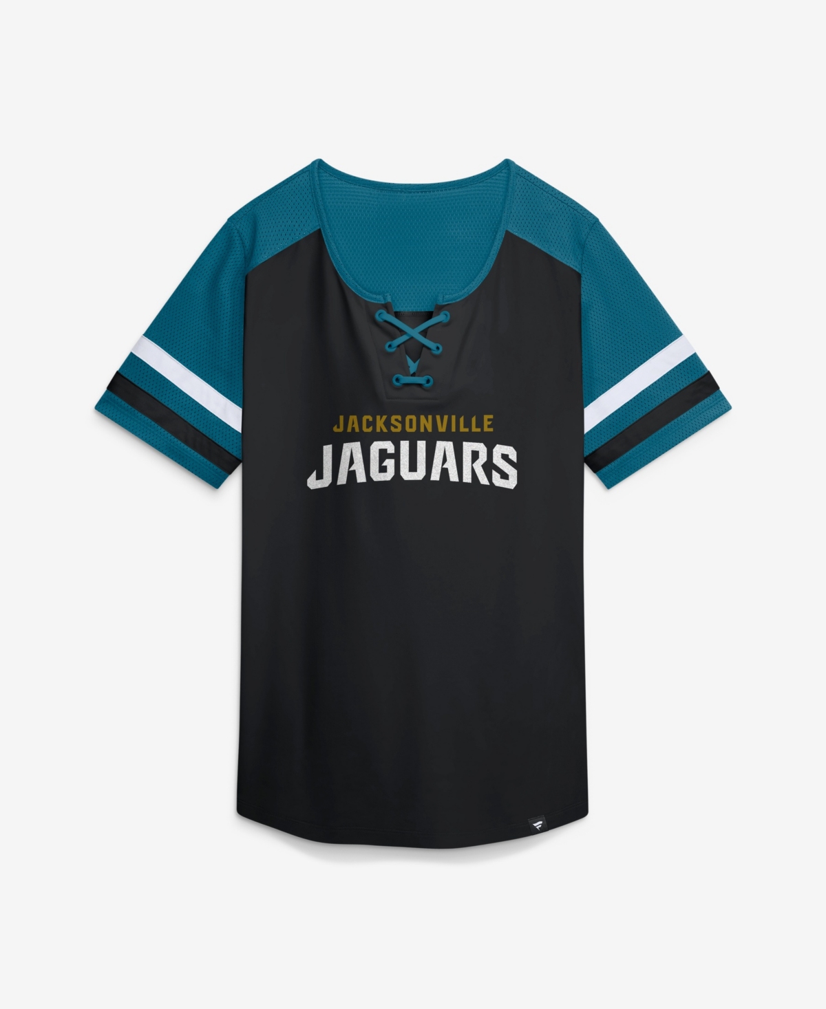 Fanatics Women's Black Jacksonville Jaguars Curl Route Athena Lace-Up T-Shirt - Black, Blue