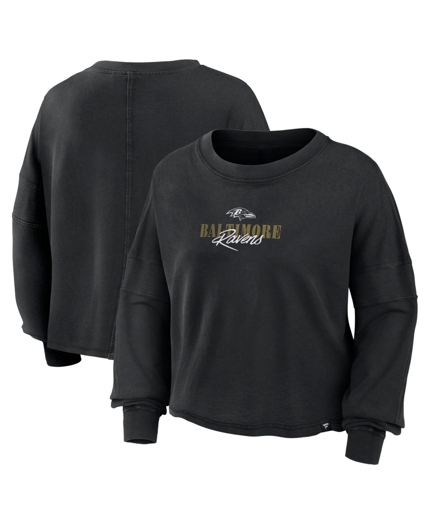 Женский топ Fanatics Black Baltimore Ravens Oversized Chop Block Boxy Long-Sleeve — фото 1