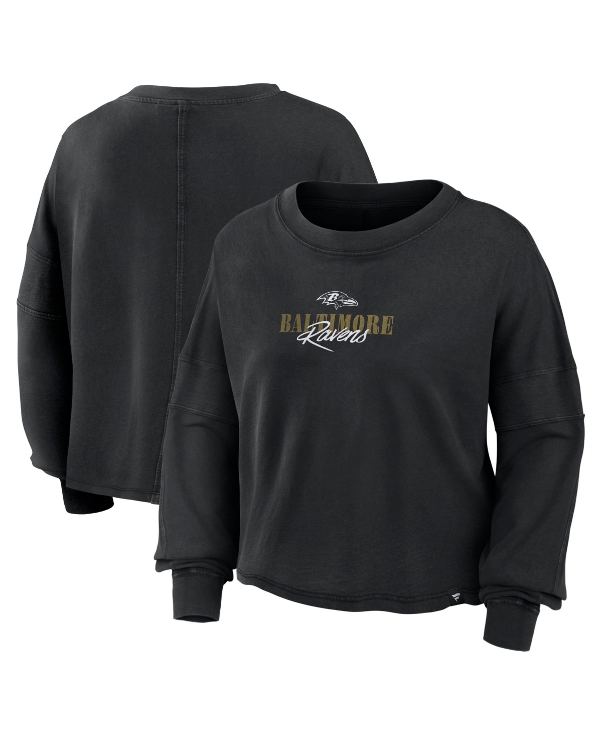 Fanatics Women's Black Baltimore Ravens Oversized Chop Block Boxy Long-Sleeve Top - Black