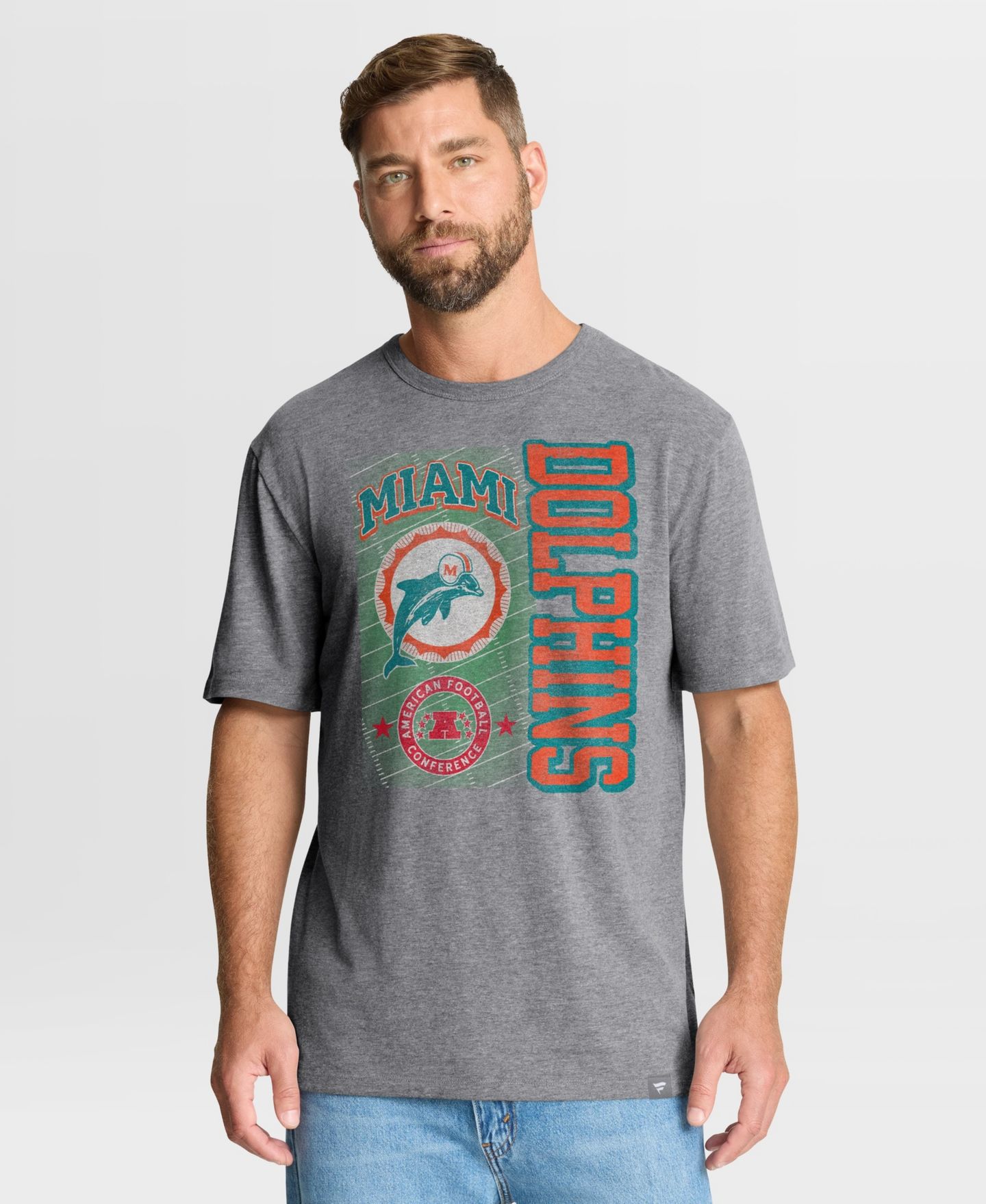 Мужская футболка Fanatics Heather Gray Miami Dolphins Tribute Direct Handoff Tri-Blend — фото 1