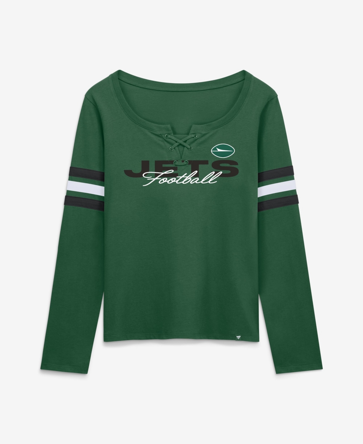 Fanatics Women's Green New York Jets Team First Coverage Scheme Lace-Up Long-Sleeve T-Shirt - Green, Black