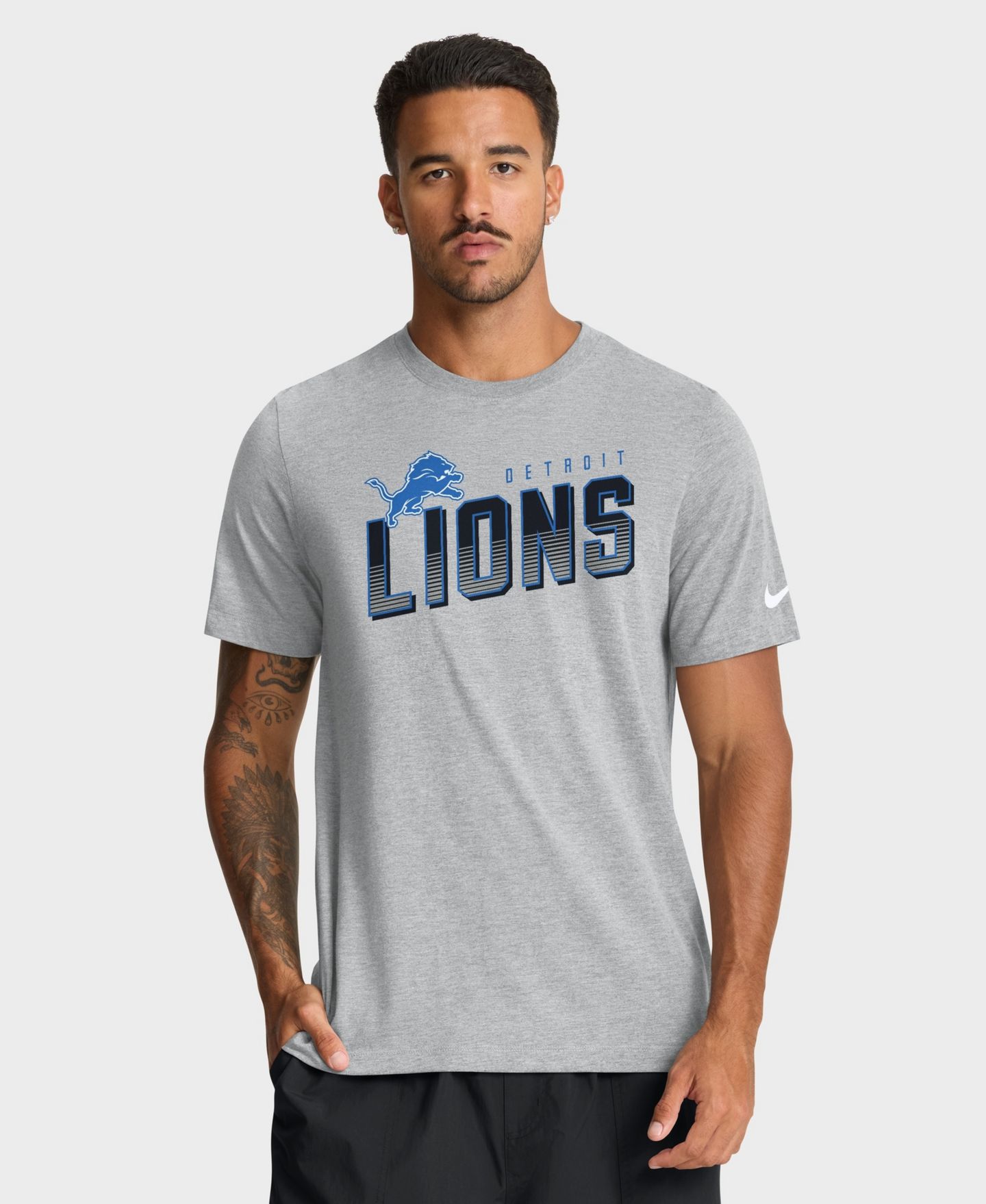 Мужская футболка Nike Heather Gray Detroit Lions Believe The Game Tri-Blend — фото 1