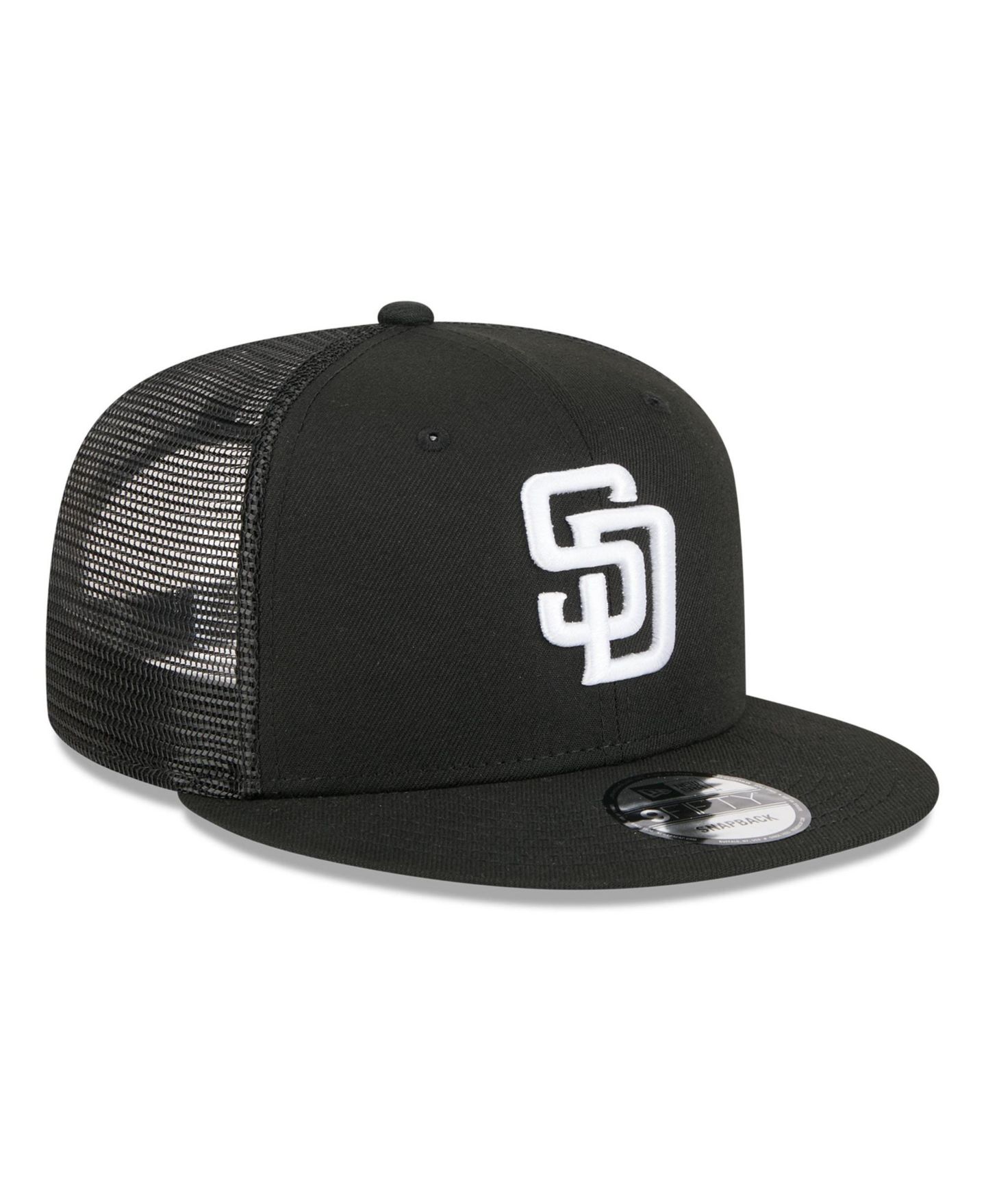 Мужская кепка New Era Black San Diego Padres 9FIFTY Adjustable Trucker Hat — фото 3