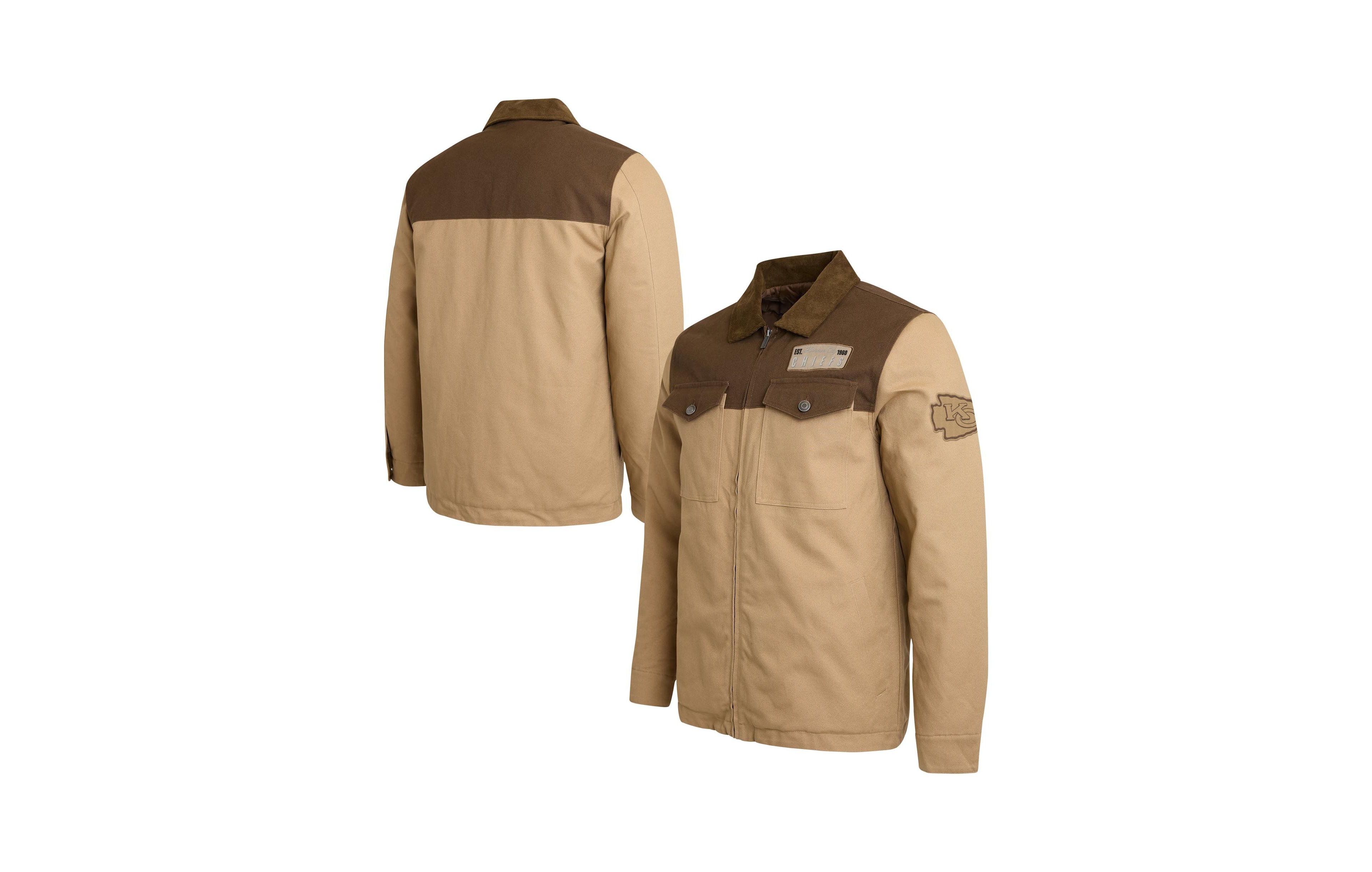 Darius Rucker Collection By Fanatics Men's Tan/Brown Kansas City Chiefs Full-Zip Canvas Jacket