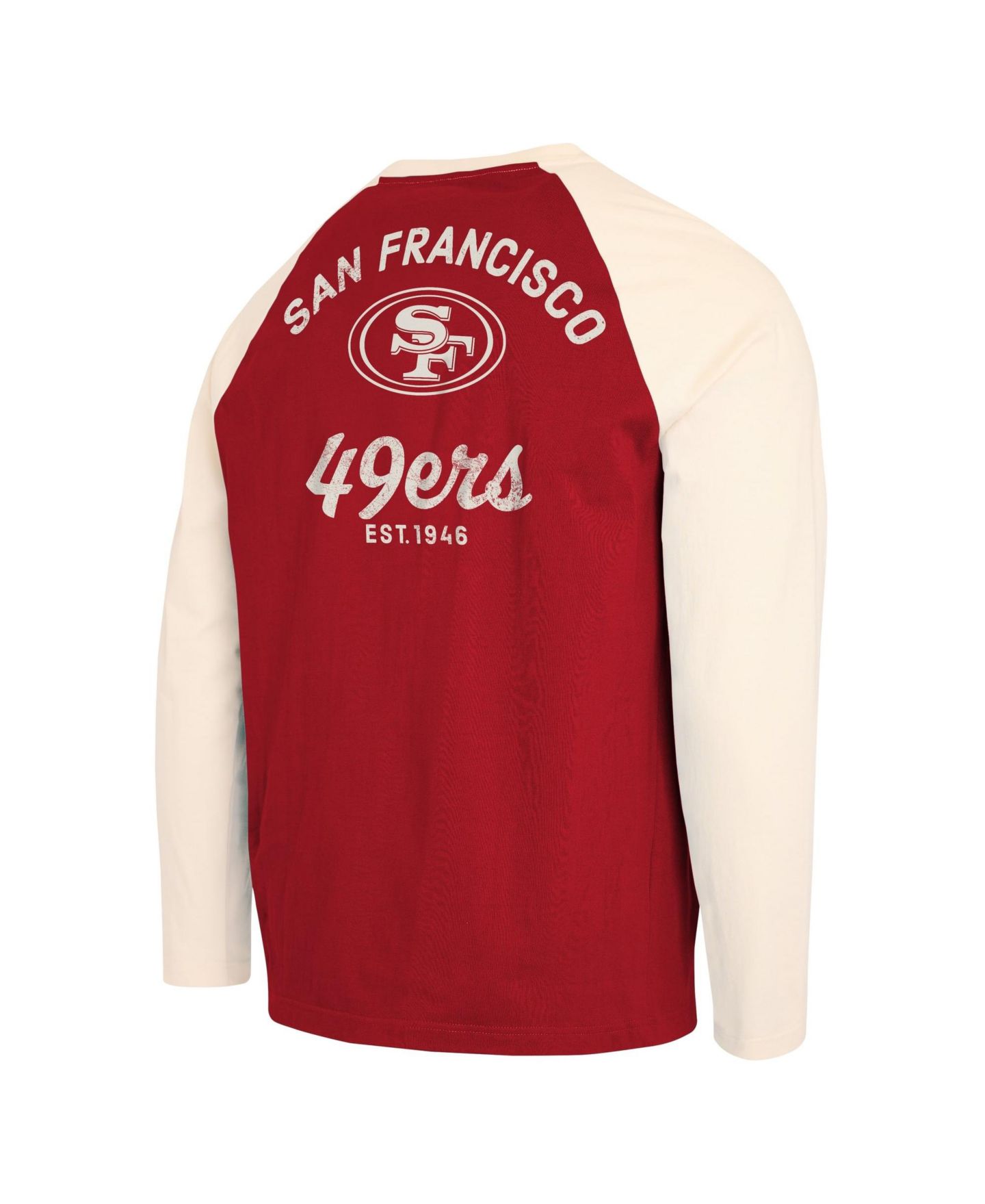 Мужская футболка Darius Rucker Collection By Fanatics Scarlet/Cream San Francisco 49ers Henley Long-Sleeve — фото 4