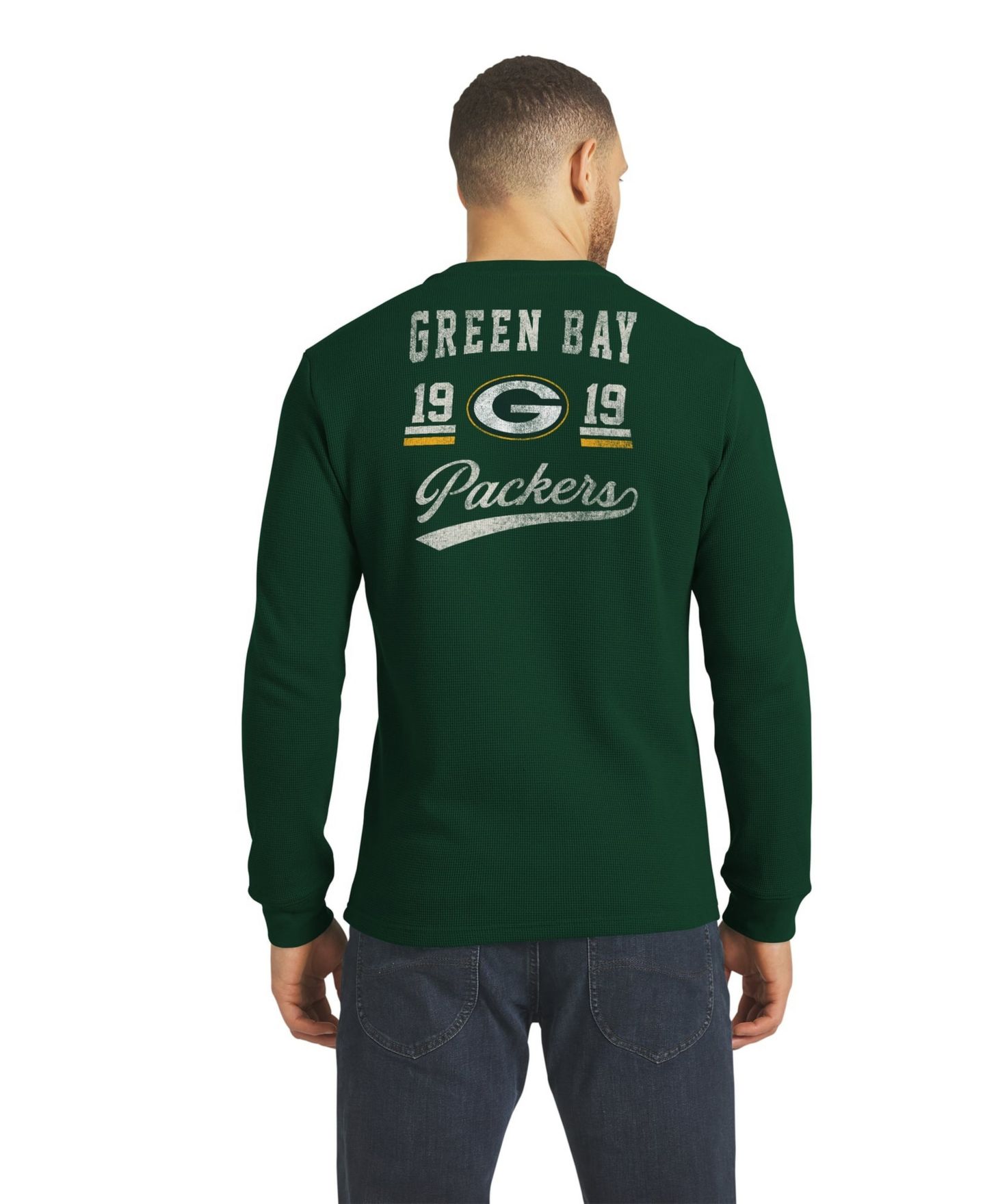 Мужская футболка Darius Rucker Collection By Fanatics Green Bay Packers Waffle-Knit Henley Long-Sleeve — фото 2