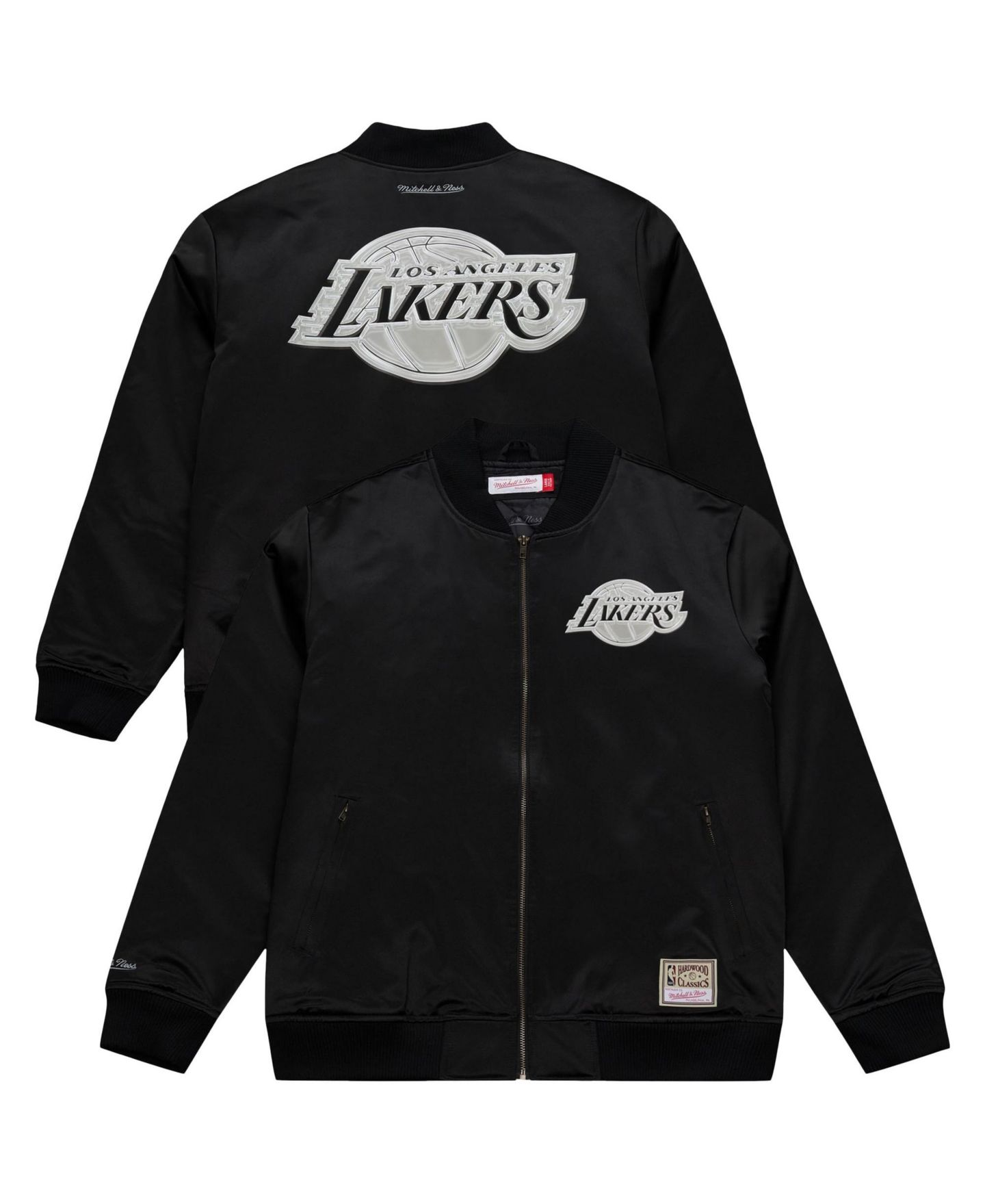 Мужская куртка Mitchell & Ness Black Los Angeles Lakers Chrome Satin Bomber Full-Zip — фото 1