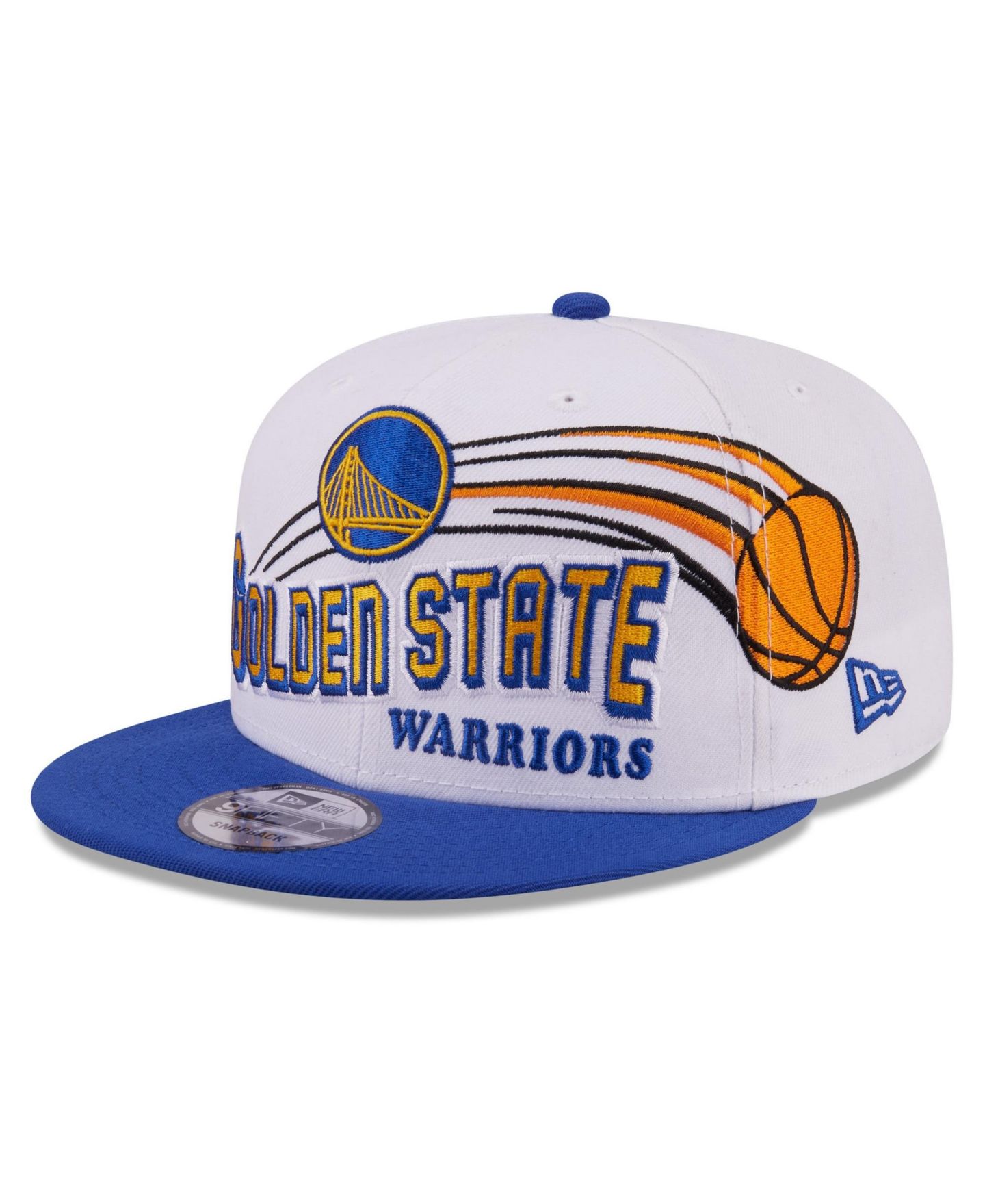 Мужская кепка New Era White/Royal Golden State Warriors Retro Swoop 9FIFTY Snapback Hat — фото 1