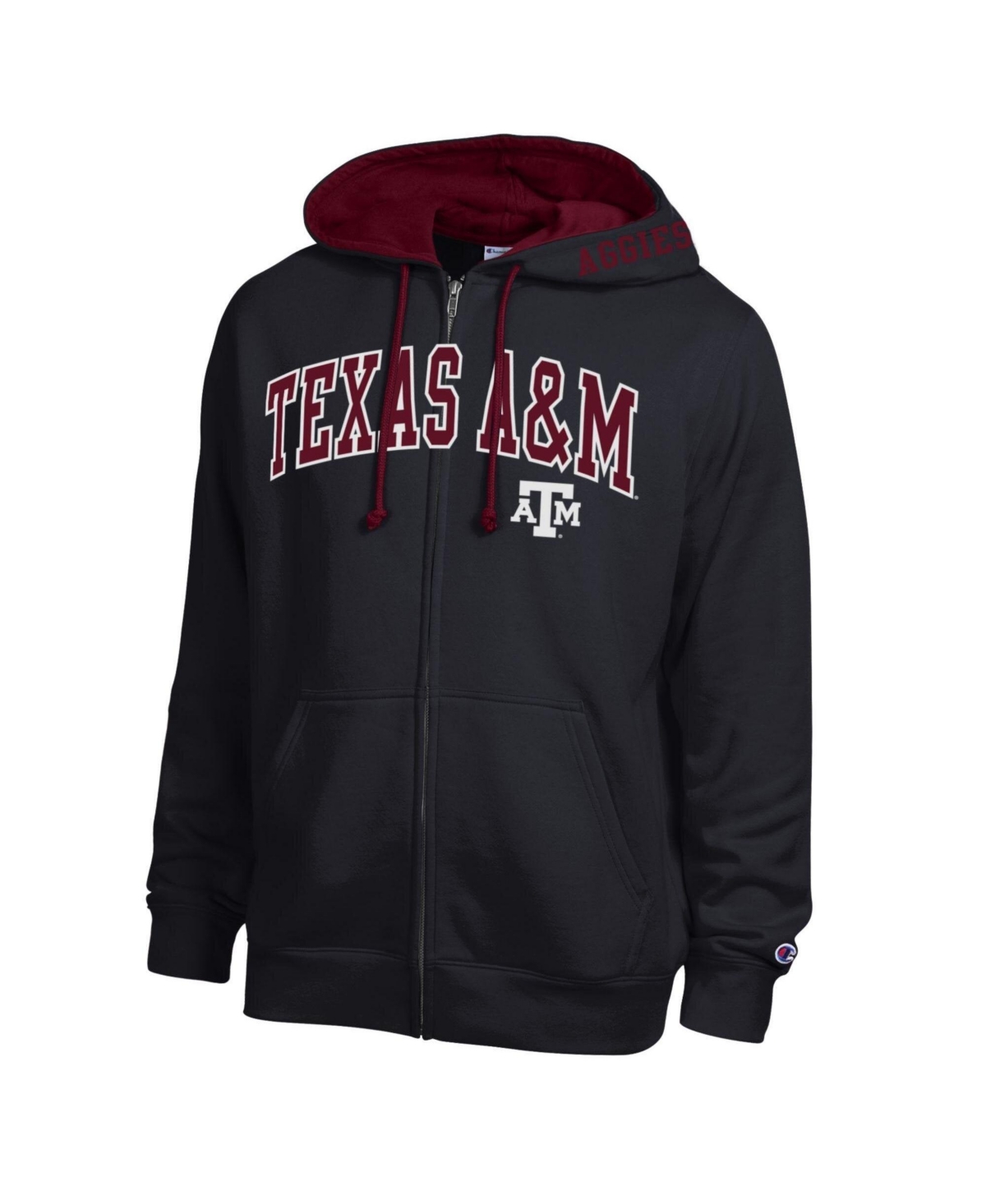 Champion Men's Black Texas A&M Aggies Arch Logo Full-Zip Fleece Hoodie - Black