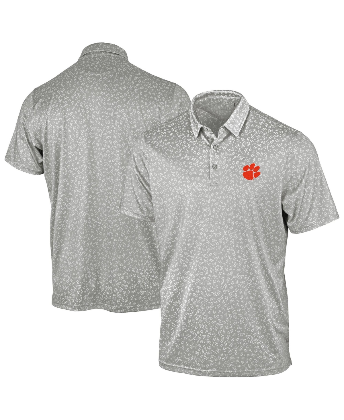 Antigua Men's Gray Clemson Tigers Mono Floral Polo Shirt - Gray