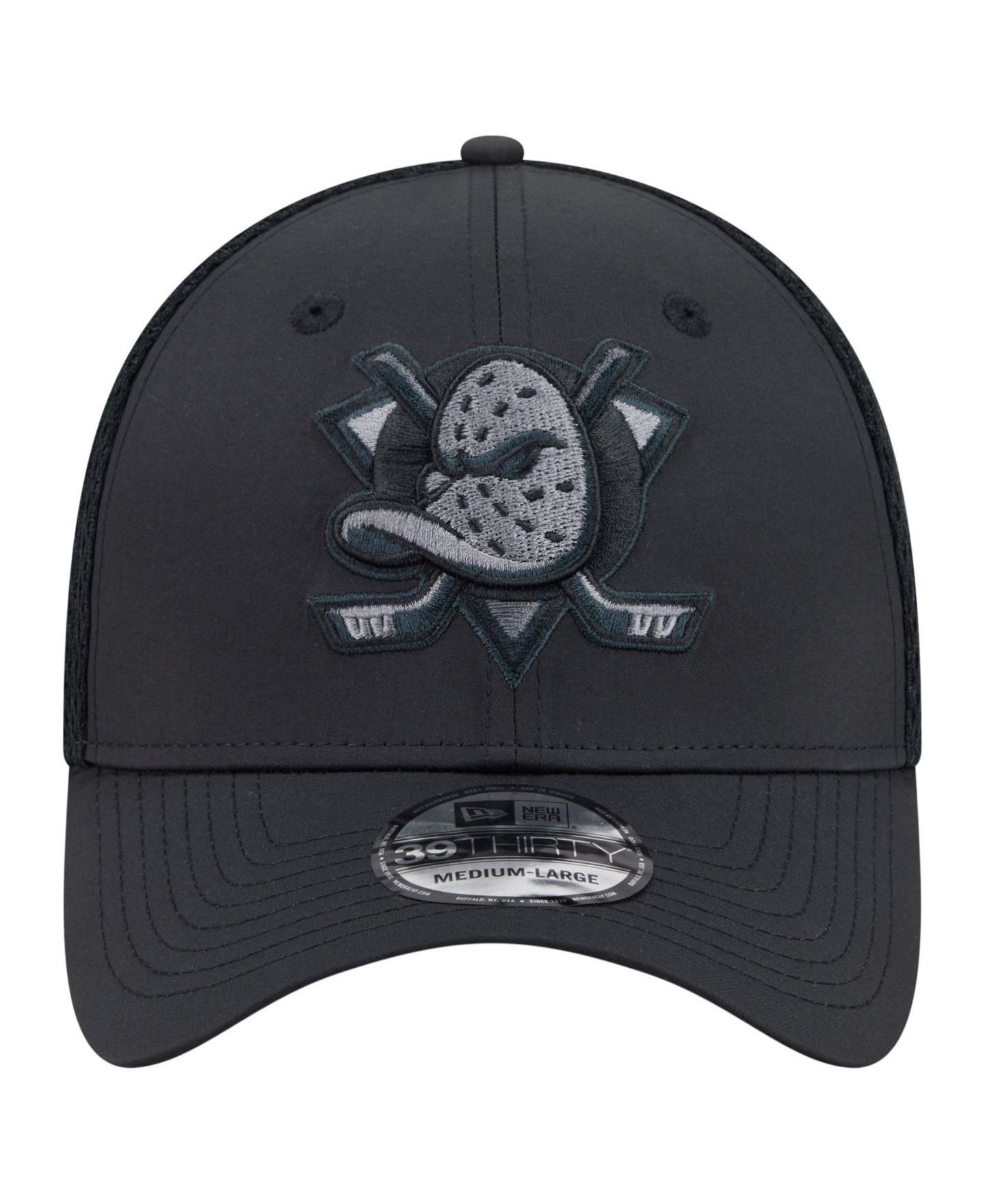 Мужской головной убор New Era Black Anaheim Ducks Blackout 39THIRTY Stretch Hat — фото 2