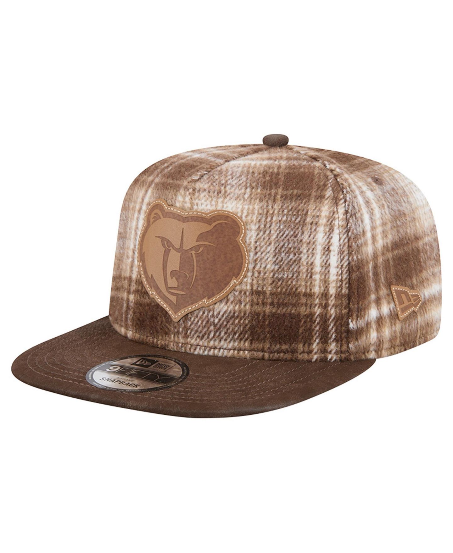 Мужская кепка New Era Brown Memphis Grizzlies Plaid 9FIFTY A-Frame Adjustable Hat — фото 1