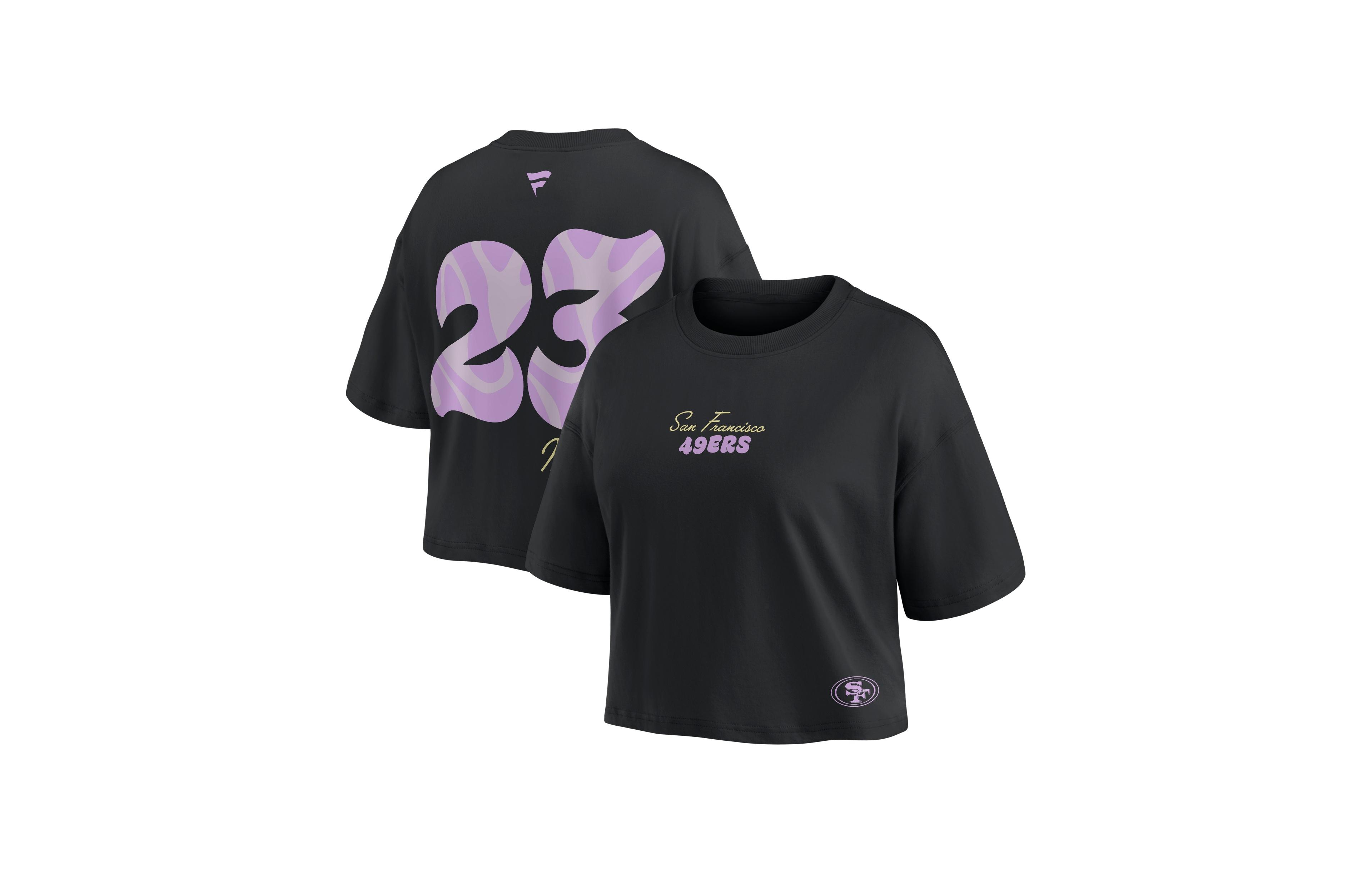 Fanatics Women's Christian McCaffrey Black San Francisco 49ers Fashion Cropped T-Shirt