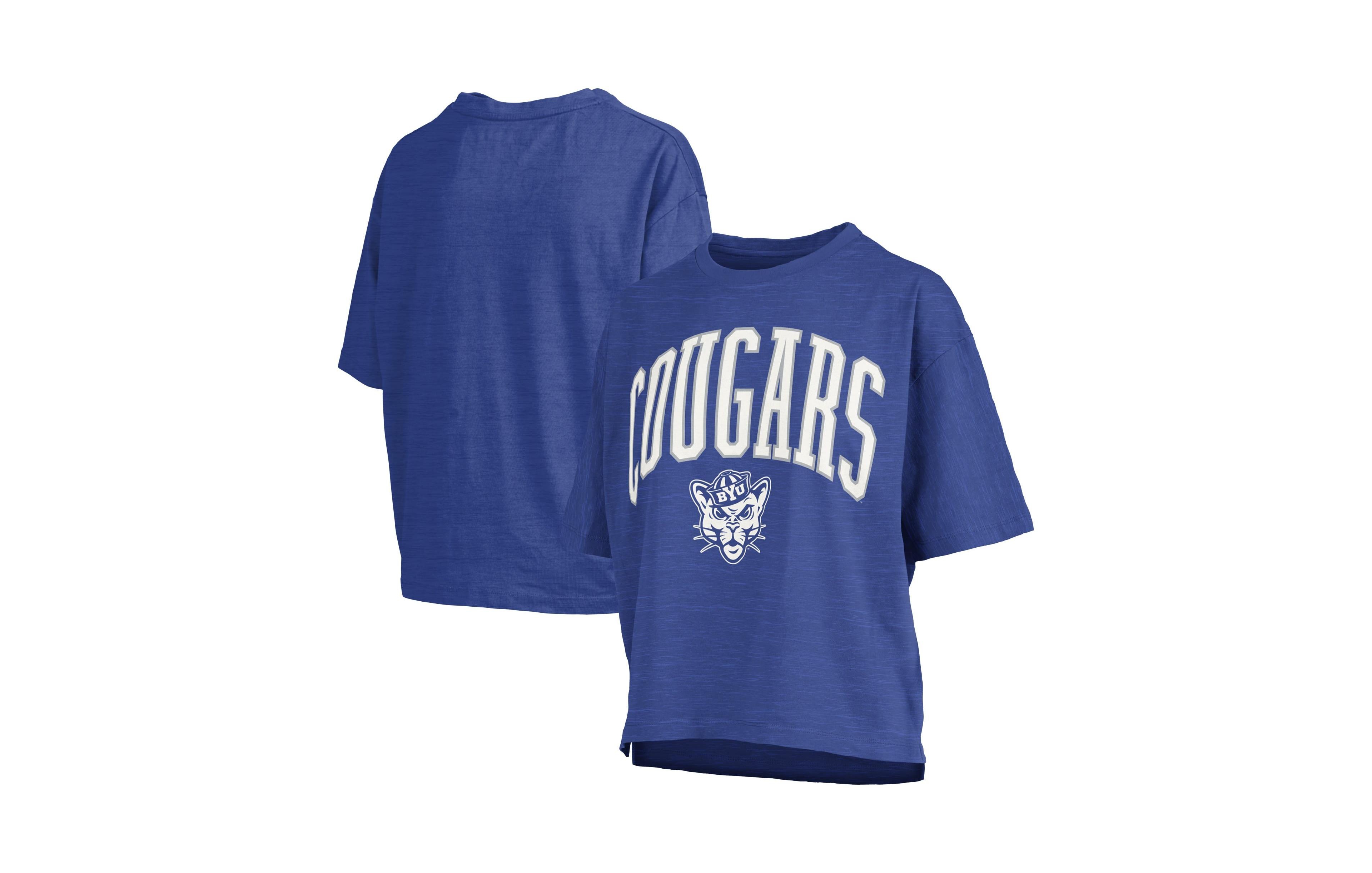 Pressbox Women's Royal Byu Cougars Oversized Nelson Arch Over Logo Slub T-Shirt