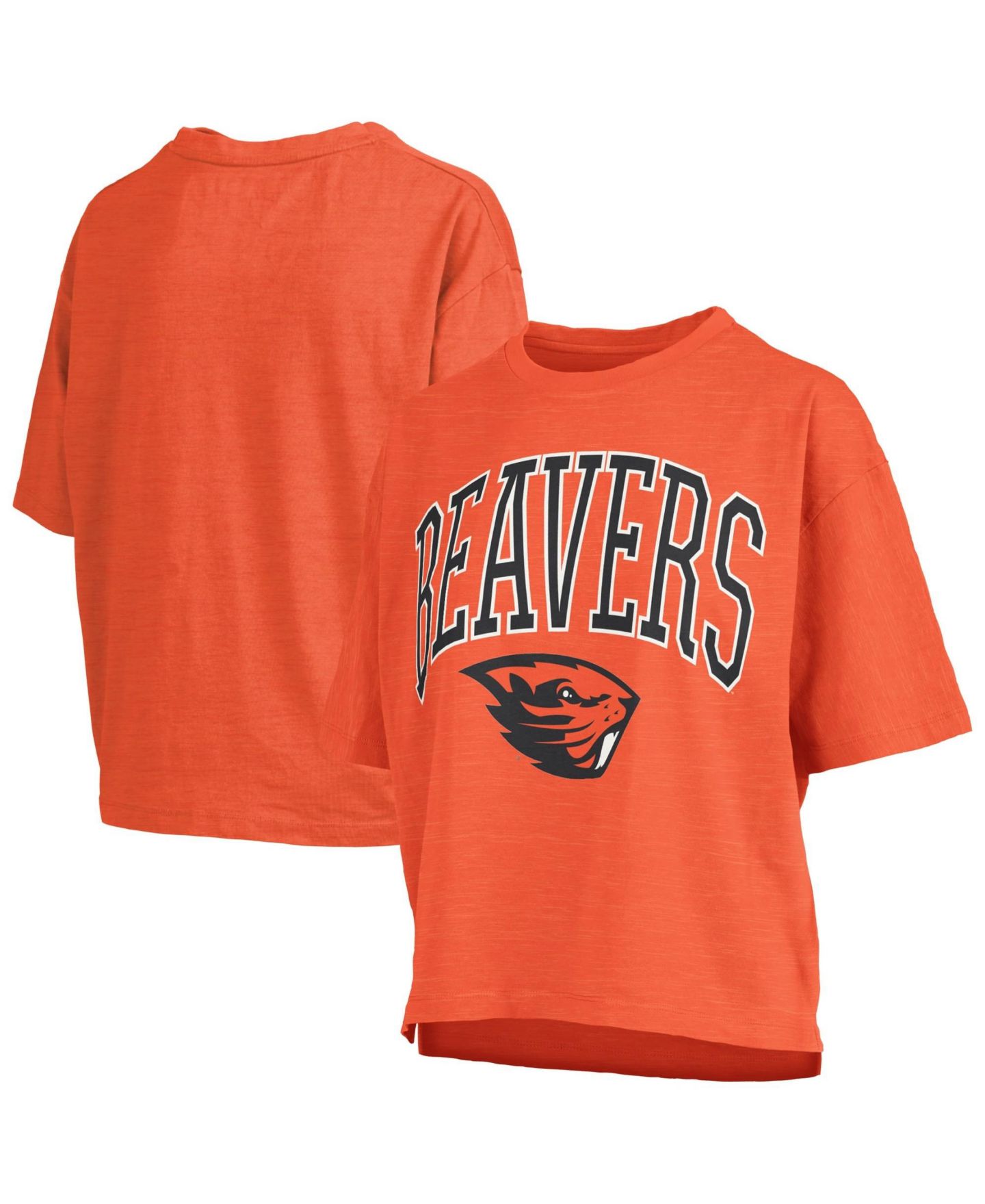 Женская футболка Pressbox Orange Oregon State Beavers Oversized Nelson Arch Over Logo Slub — фото 1