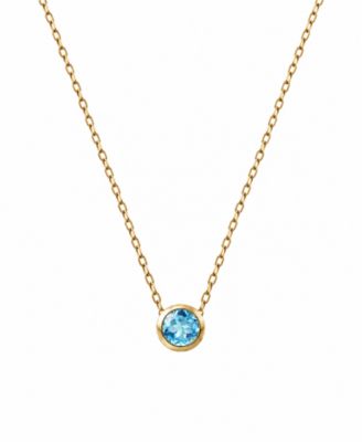 Blue Topaz Solitaire Pendant Necklace (1/3 ct. t.w.) in 14k Yellow Gold