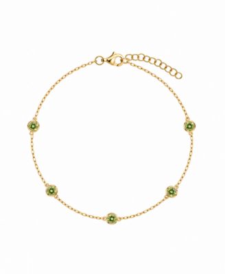 Adjustable Round-Cut Gemstone Station Bracelet in 14k Gold (Available in Peridot, Garnet, Citrine, Blue Topaz, and Amethyst)