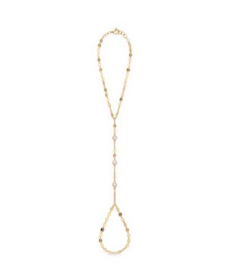Women's Gold-Tone Cubic Zirconia Vermeil Disc Adjustable Hand Chain