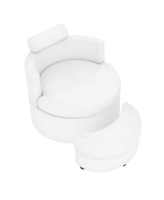 Half Moon Storage Ottoman Swivel Barrel Chair