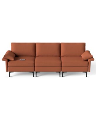 Large 3-Seat Sofa with Metal Legs and 2 USB Ports