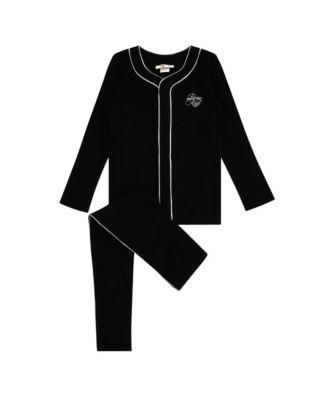 Boys' and Girls' 2T-5T Bonne Nuit Button-Down Long-Sleeve Pajamas, 2-Piece Set