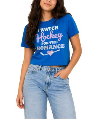 Juniors' Watch Hockey for the Romance Cropped T-Shirt