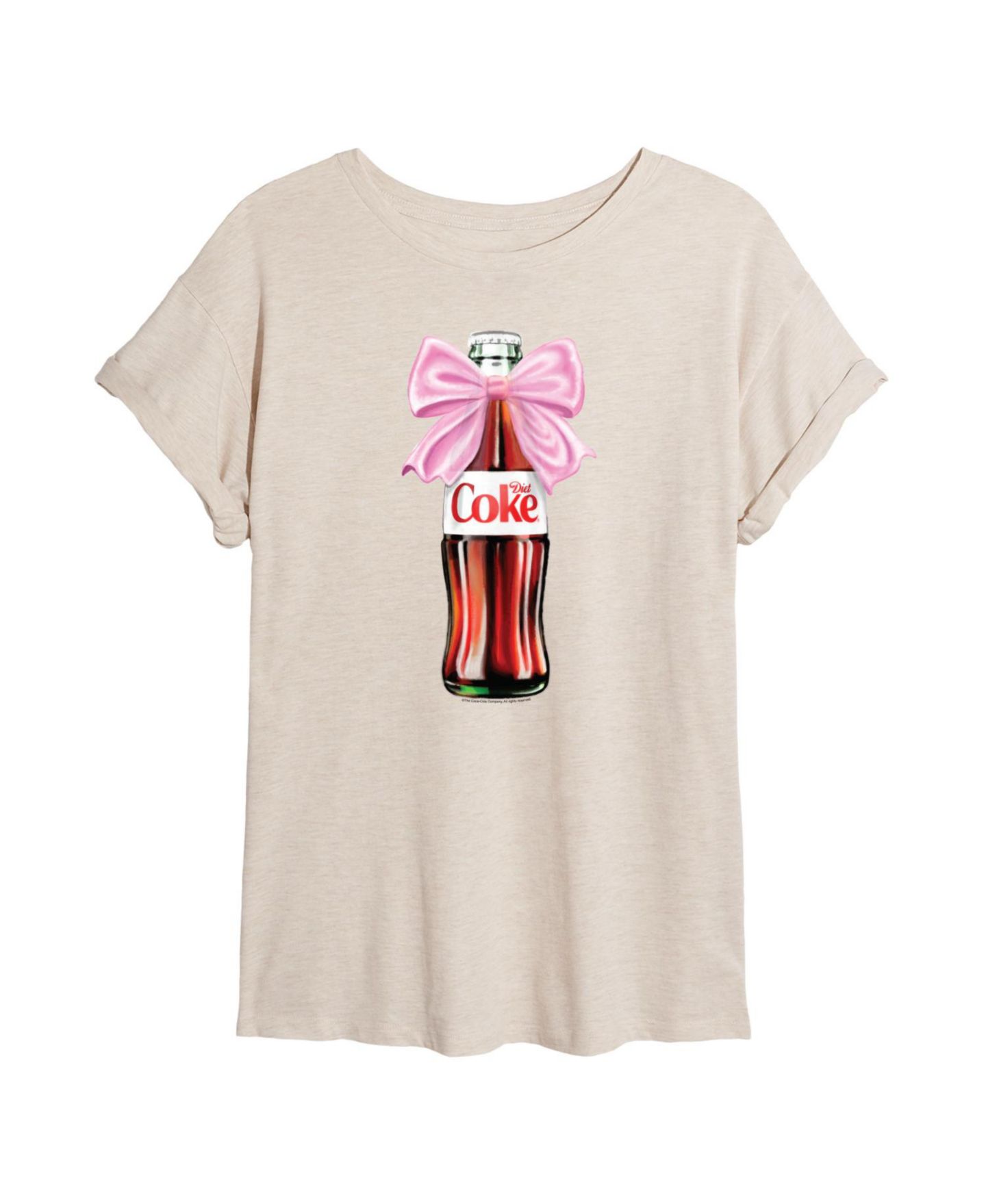 Женская футболка Diet Coke Juniors' Bottle Bow Graphic Relaxed Fit Crewneck, цвет: Берёзовый — фото 4