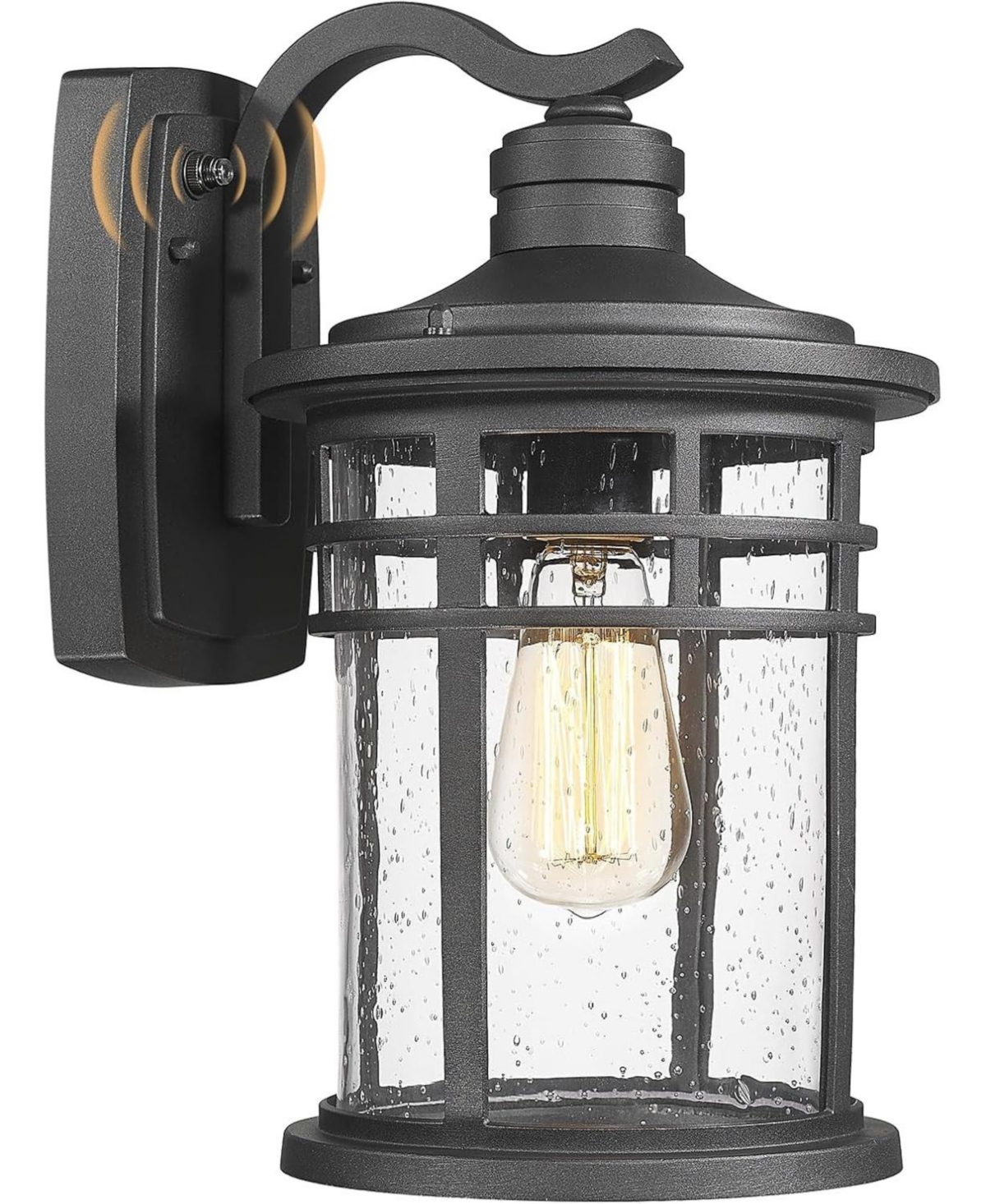 Darkaway Dusk to Dawn Outdoor Porch Wall Light 15 inches,Outside Wall Mounted Light Seeded Glass Exterior Waterproof Lantern Modern style - Dusk to da