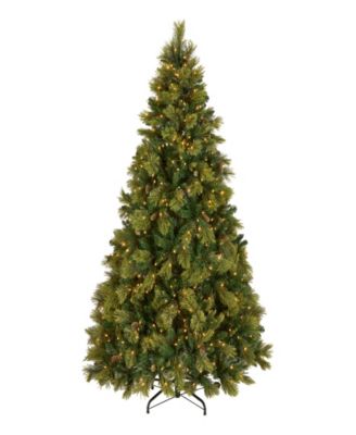 7.5' Carolina Pine Hinged Tree with Flocked Cones and 1000 Clear Lights