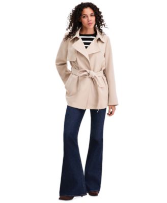 Women's Short Belted Crepe Trench Coat