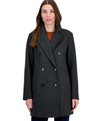 Petite Notch Collar Double Breasted Peacoat, Created for Macy's