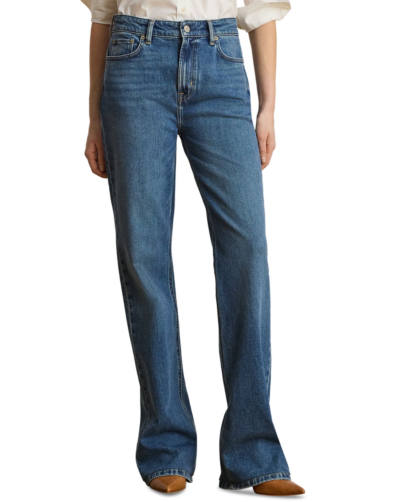 Женские джинсы Lauren Ralph Lauren Petite High-Rise Straight-Leg, цвет: Синий варёный — фото 1