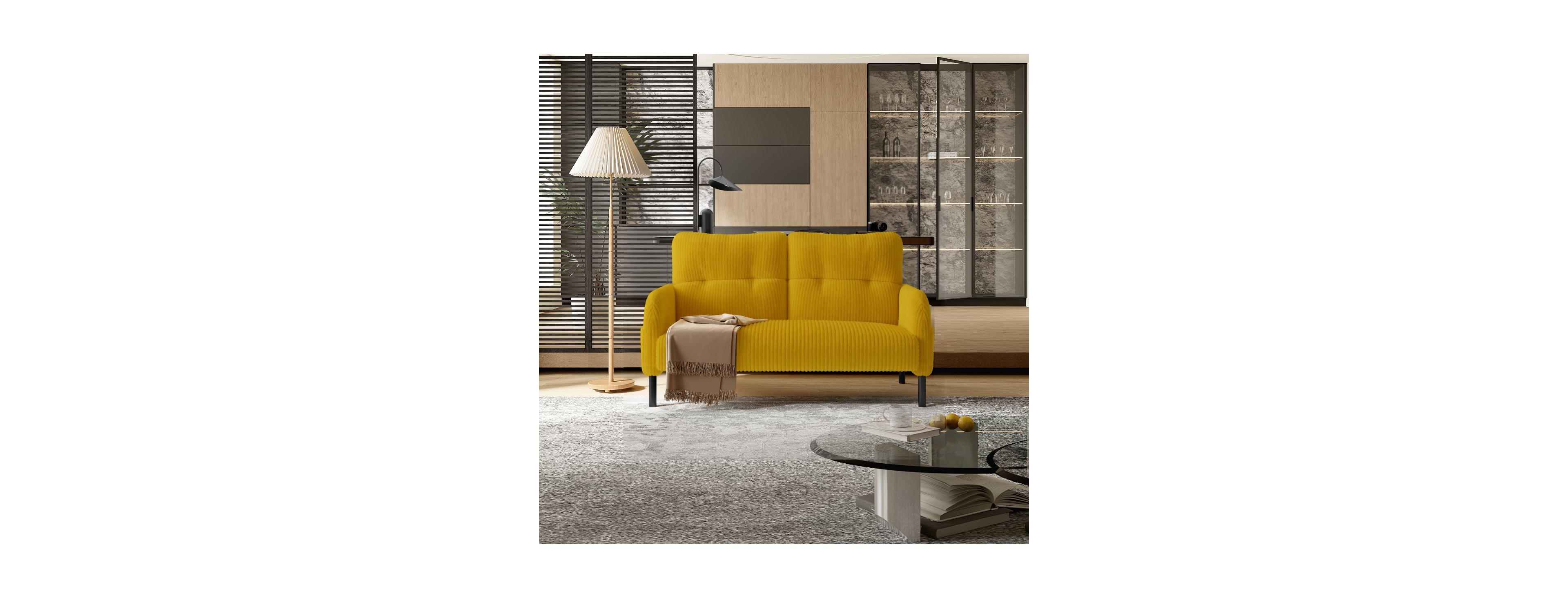 Streamdale Furniture Corduroy Monochrome Double Sofa for Living Room and Bedroom