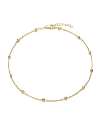 Minimalist 14K Gold Plated Dainty Station Beaded Necklace