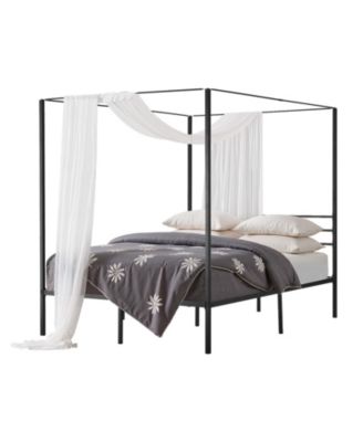 Queen Metal Canopy Bed Frame with Under-Bed Storage Space
