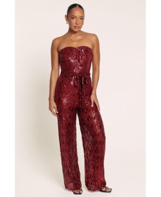 Women's Talia Sequin Strapless Wide-Leg Jumpsuit
