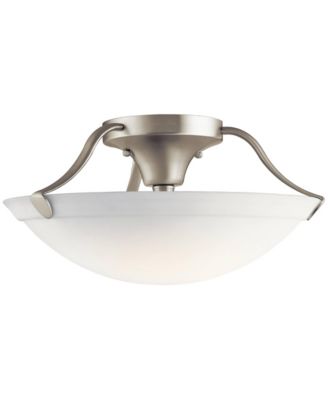 15" Wide Nickel and White Etched Glass Ceiling Light