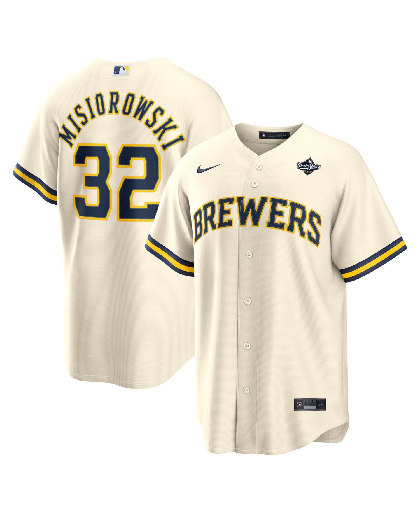 Мужской топ Nike Jacob Misiorowski Cream Milwaukee Brewers 2026 World Series Participant Replica Jersey — фото 1
