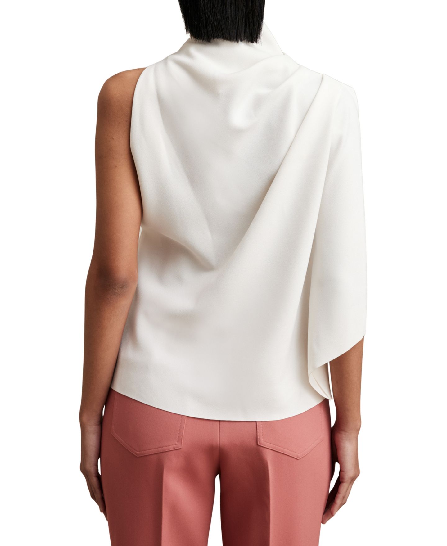 Женская блузка REISS Elle Asymmetric Mock Neck Sleeveless, цвет: Слоновая кость — фото 4