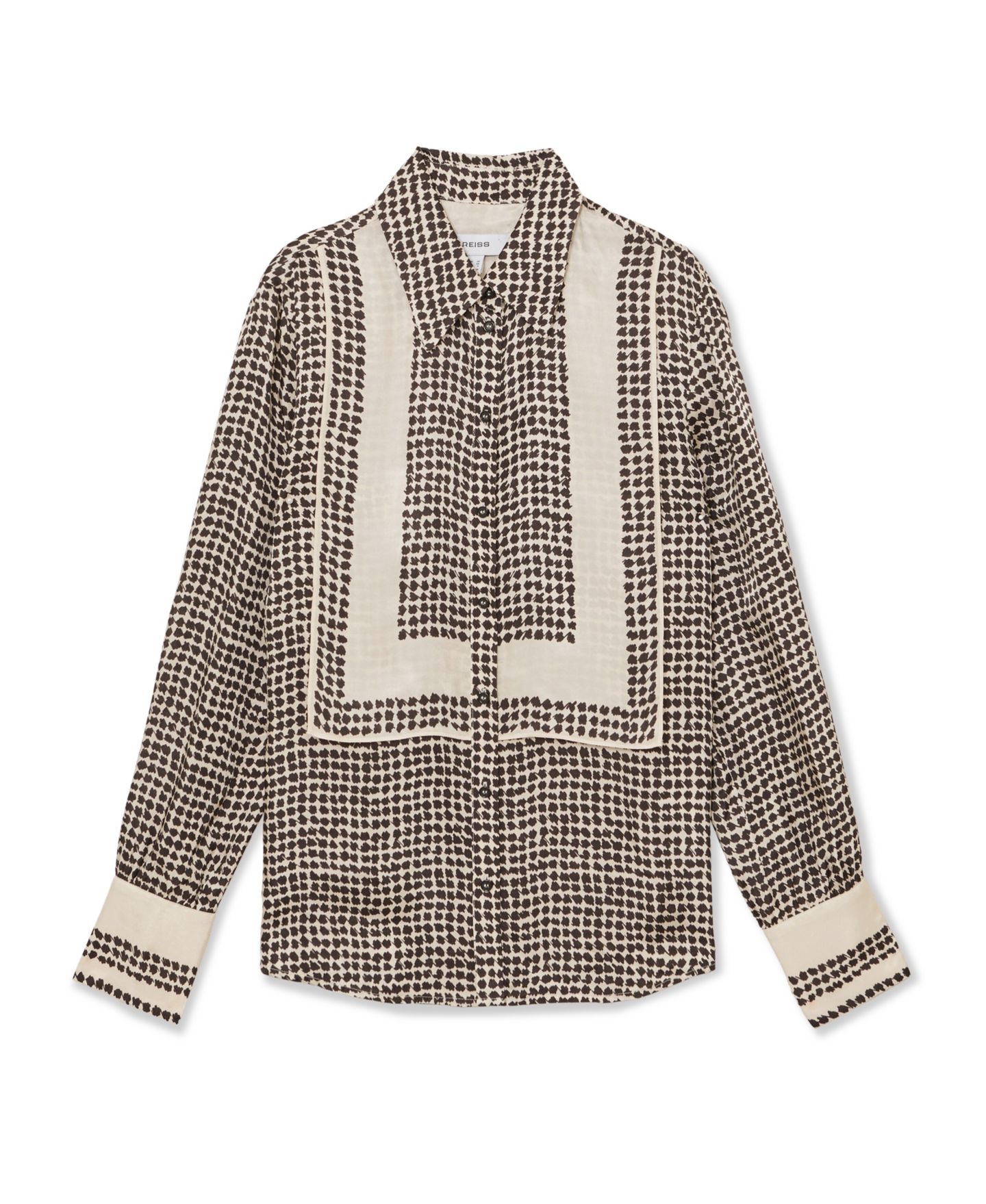 Женская блузка REISS Harper Long-Sleeve Button-Up, цвет: Ivoryblack — фото 5