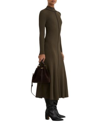 Women's Polly Mock Neck Long-Sleeve Midi Dress
