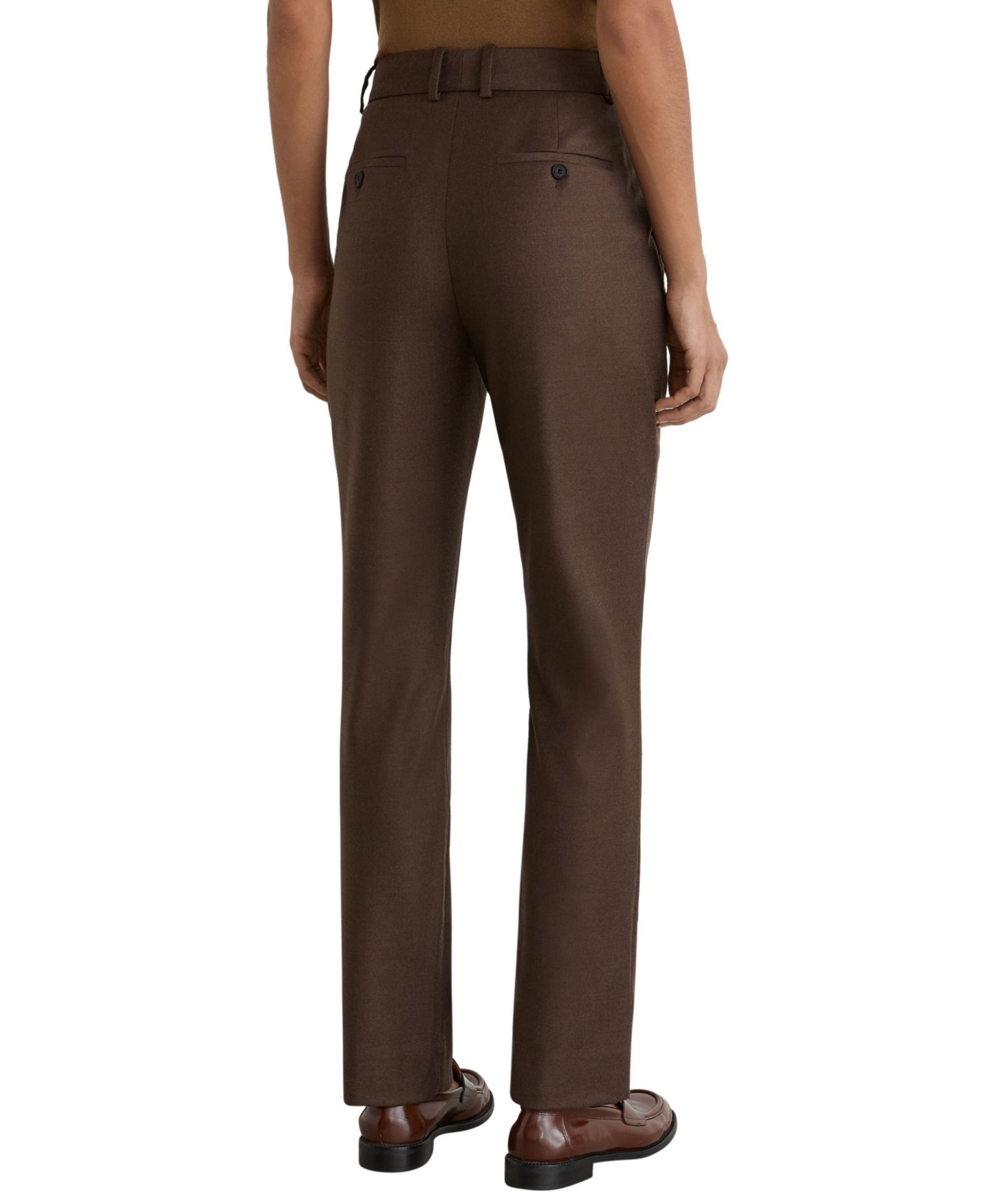 Женские брюки REISS Petite Derby Mid-Rise Straight-Leg Dress Pants, цвет: Мокко коричневый — фото 3