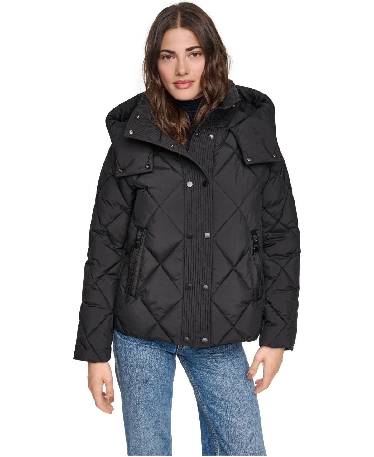 Andrew Marc Women's Briggs Hooded Quilted Puffer Jacket - Black