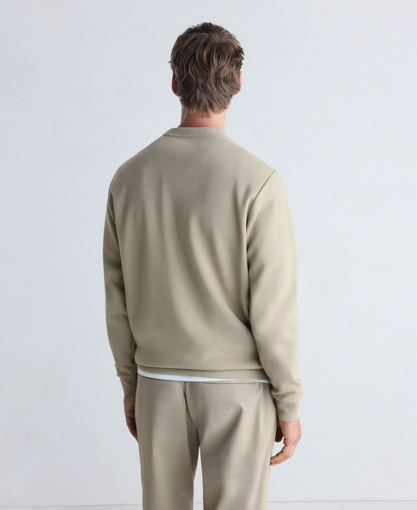 Мужская толстовка Mango Varese Crewneck Ribbed, цвет: Светлый пастельный серый — фото 2