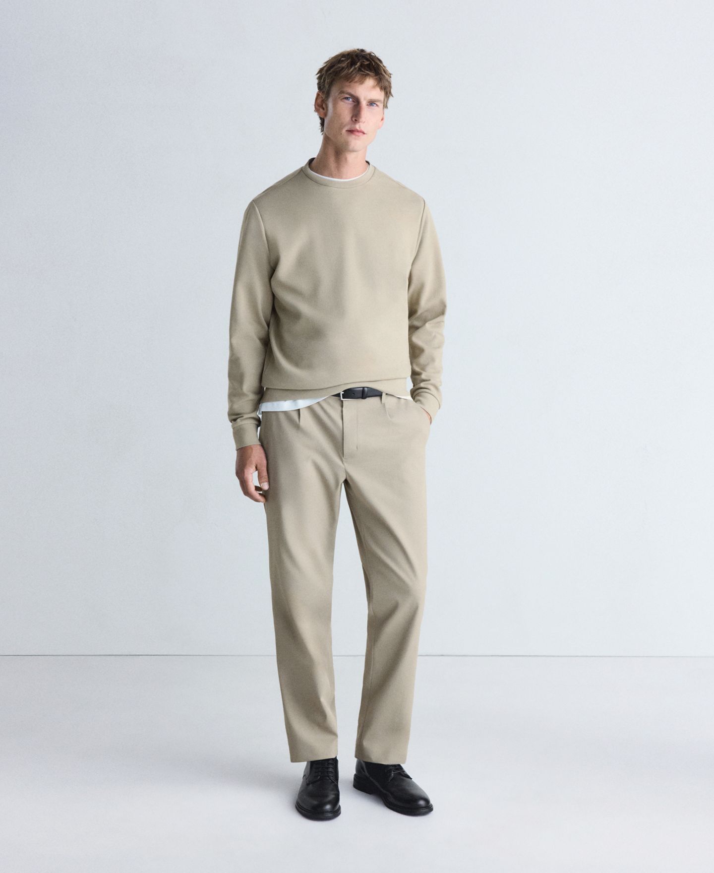 Мужская толстовка Mango Varese Crewneck Ribbed, цвет: Светлый пастельный серый — фото 6